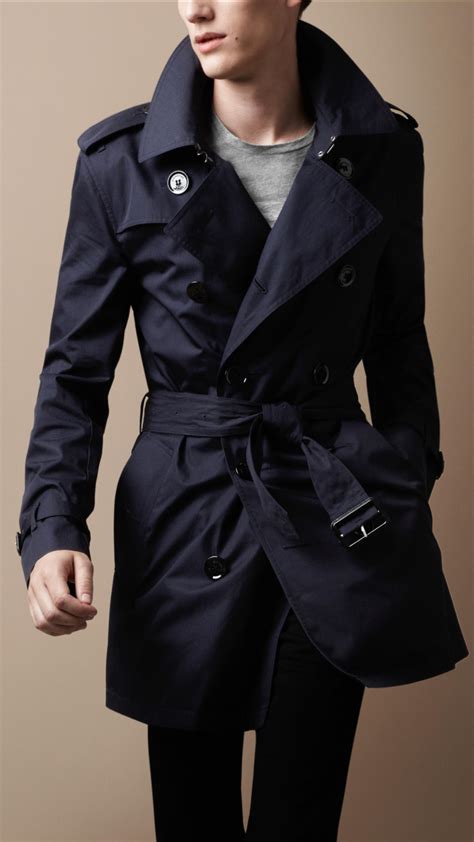 mens navy blue trench coat burberry|Burberry navy trench coat men's.